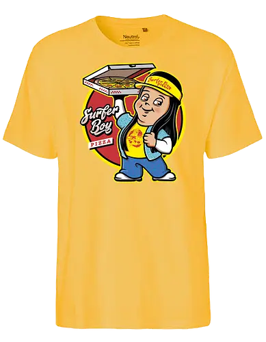 Pizza Boy - stranger, pizza, surfer, argyle - Fairtrade T-Shirt