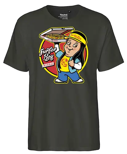 Pizza Boy - stranger, pizza, surfer, argyle - Fairtrade T-Shirt