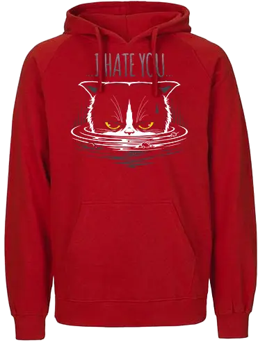I Hate You - cat, grumpy cat, fun, katze, neko, bath, bathing cat, katze baden - Fairtrade Hoodie