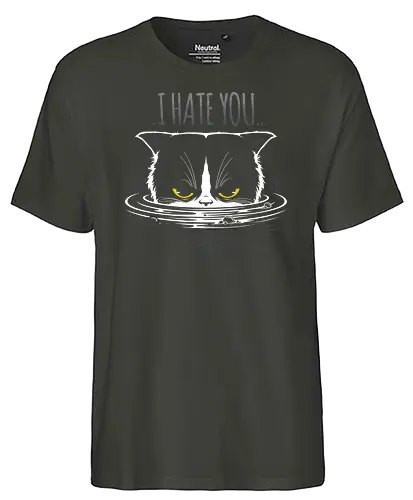 I Hate You - cat, grumpy cat, fun, katze, neko, bath, bathing cat, katze baden - Fairtrade T-Shirt