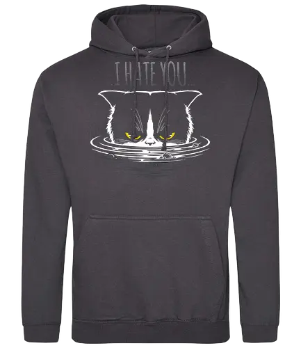 I Hate You - cat, grumpy cat, fun, katze, neko, bath, bathing cat, katze baden - Standard Hoodie