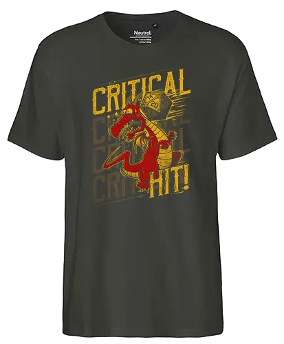 Super Critical Hit - rpg, roleplay, pen and paper, pnp, dice, würfel, critical, hit, w20, d20, dragon, slayer - Fairtrade T-Shirt