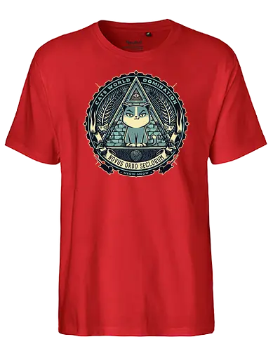 Illumeownati - illuminati, katze, verschwörung, geheimbund, weltherrschaft, cat - Fairtrade T-Shirt