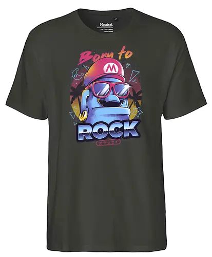 Born to rock - gaming, ilustrata, video game, mario, retro, games, classic - Fairtrade T-Shirt
