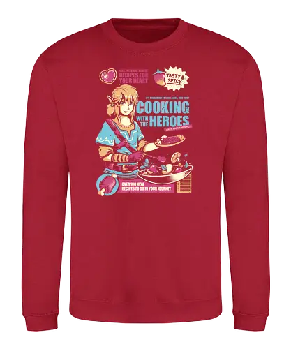Cooking With the Heroes - skyloft, cooking, gaming, classic gaming, retrogaming, Hero of Time, ting, cerls, Breath - Sweatshirt