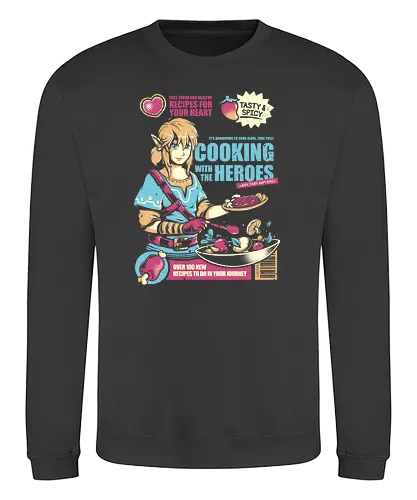 Cooking With the Heroes - skyloft, cooking, gaming, classic gaming, retrogaming, Hero of Time, ting, cerls, Breath - Sweatshirt