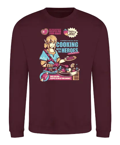 Cooking With the Heroes - skyloft, cooking, gaming, classic gaming, retrogaming, Hero of Time, ting, cerls, Breath - Sweatshirt