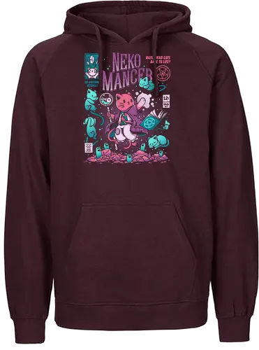 Nekomancer - cat, horror, ilustrata, necromancer, wizard - Fairtrade Hoodie