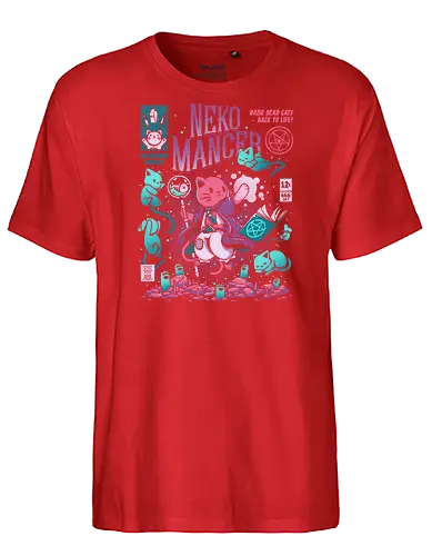 Nekomancer - cat, horror, ilustrata, necromancer, wizard - Fairtrade T-Shirt