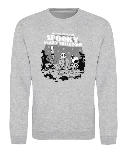 Spooky Scary Skeletons - grim fandango, cartoon, 30's cartoon, halloween, spooky, horror, sing, skeletons, classic gaming, gaming, sans, Tale, dry bones - Sweatshirt