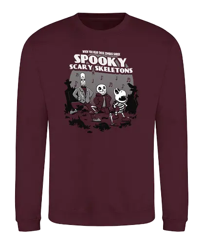 Spooky Scary Skeletons - grim fandango, cartoon, 30's cartoon, halloween, spooky, horror, sing, skeletons, classic gaming, gaming, sans, Tale, dry bones - Sweatshirt