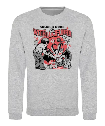 Lucifurrr - lucifer, luzifer, satan, teufel, demon, cat, devil, horns, evil, pentagram, skull, skulls, deal, purr - Sweatshirt
