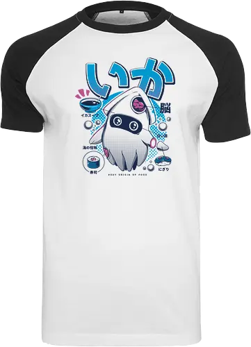 Squid Food - squid, kalmar, food, sushi, tantacle, nigiri, fish, fisch, tintenfisch, mario - Raglan T-Shirt