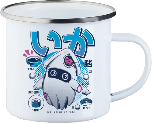 Squid Food - squid, kalmar, food, sushi, tantacle, nigiri, fish, fisch, tintenfisch, mario - Emailletasse