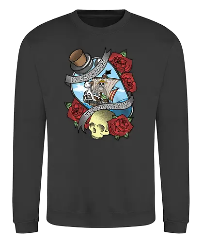 The Pirate King - monkey d. ruffy, lorenor zorro, nami, sanji, nico robin, ursulalopez, st blue s - Sweatshirt