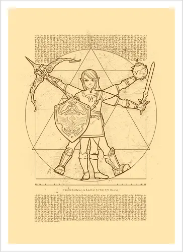 Vitruvian Hero of Time - vitruvian man, da vinci, leonardo, gaming, Hero of Time - Kunstdruck