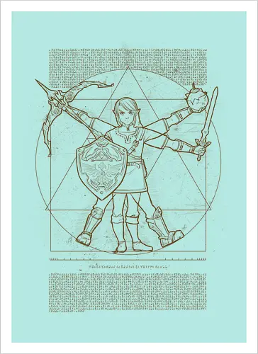 Vitruvian Hero of Time - vitruvian man, da vinci, leonardo, gaming, Hero of Time - Kunstdruck