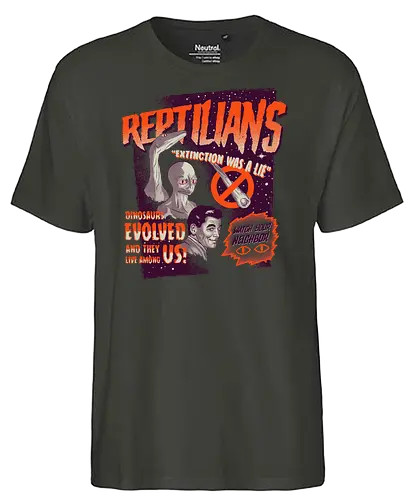 Reptilians - fun, Reptiloid, conspiracy theory, aluhut, verschwörung, reptile - Fairtrade T-Shirt