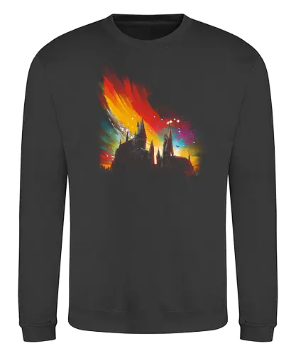Sunset on Castle - sunset, hog, magic, film, buch, movie, warts, scotland, broomstick, broom, witch, wizard - Sweatshirt