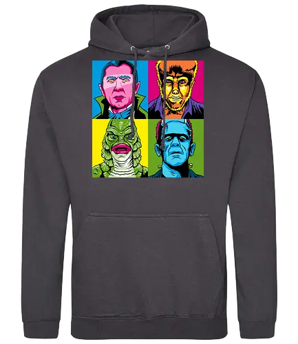 Pop Monster - dracula, bram stoker, werewolf, frankensteins monster, frankenstein, mary shelley, mashup, andy warhol, popart, shape of water, guillermo del toro - Standard Hoodie