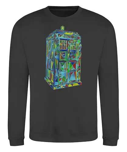 Polygonic Blue Box - tardis, polygon, science fiction, scifi, Doctor - Sweatshirt