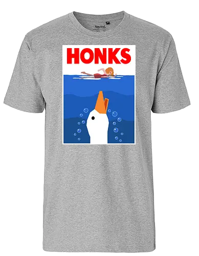 HONKS - Honk, Untitled Goose Game, goose, jaws, der weiße hai, movie, mashup, horror - Fairtrade T-Shirt