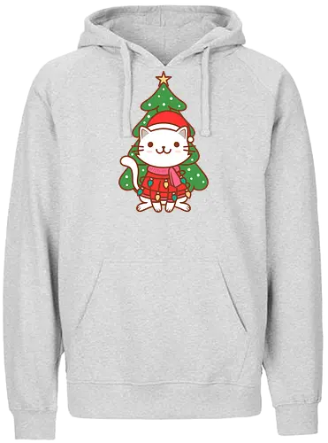 Christmas Cat - christmas, cat, katze, weihnachten, cute - Fairtrade Hoodie