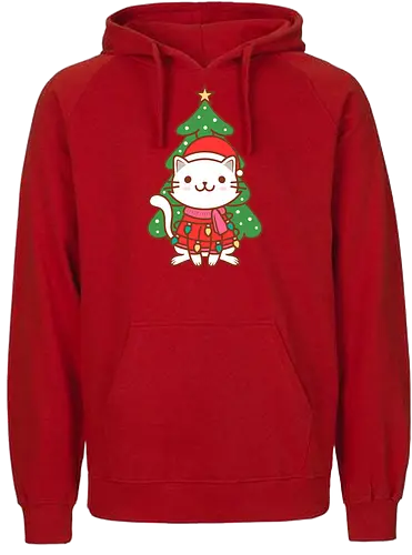 Christmas Cat - christmas, cat, katze, weihnachten, cute - Fairtrade Hoodie
