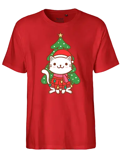 Christmas Cat - christmas, cat, katze, weihnachten, cute - Fairtrade T-Shirt