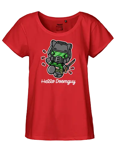Hello Doomguy - kitty, doom, fight - Fairtrade Girl Shirt