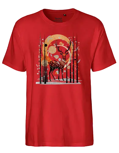 Mid century deer - deer, reh, hirsch, art - Fairtrade T-Shirt