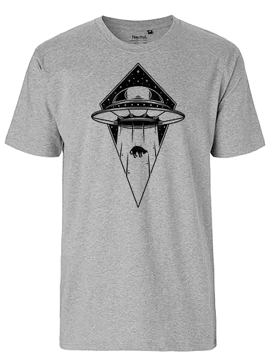Space Catventures - cat, alien, Abduction, horror, fun - Fairtrade T-Shirt