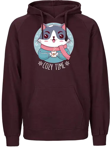 Cozy Time - Cozy, chill, cat, katze, winter, Kakao, cocoa, t - Fairtrade Hoodie