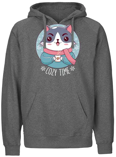 Cozy Time - Cozy, chill, cat, katze, winter, Kakao, cocoa, t - Fairtrade Hoodie