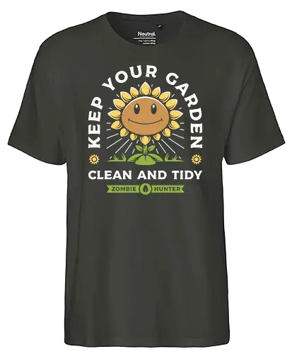 Keep Your Garden Cln - plant, zombie, sunflower, gaming - Fairtrade T-Shirt
