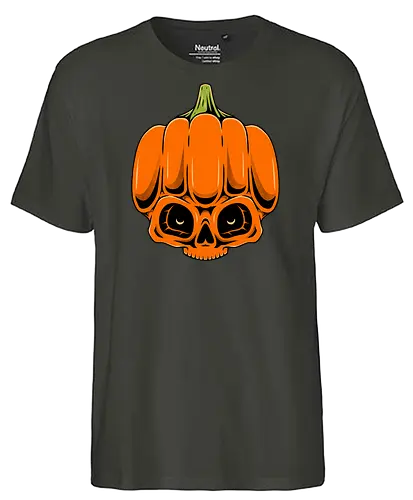 Pumpkin Skull - spooky, scary, halloween - Fairtrade T-Shirt