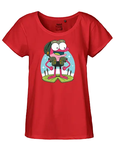 Pink Frog - Frog, Water lily, Lake - Fairtrade Girl Shirt