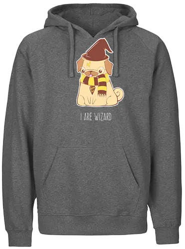 Hairy Pugger - pug, mops, wizard, witch, magic, magie, zauberer, cute - Fairtrade Hoodie
