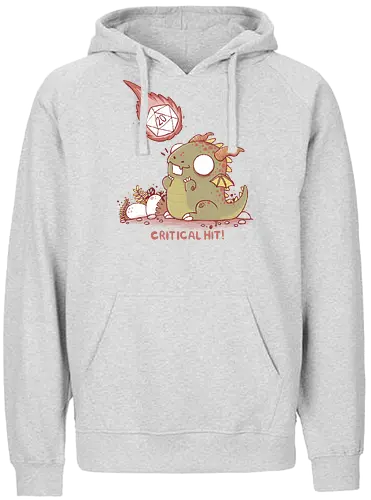 Critical Hit - dragon, rpg, pen and paper, critical roll, w20, d20 - Fairtrade Hoodie