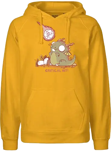 Critical Hit - dragon, rpg, pen and paper, critical roll, w20, d20 - Fairtrade Hoodie