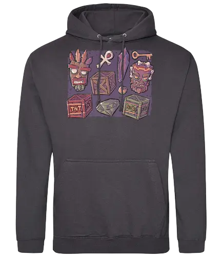 Bandicoot Icons - crash, jump'n'run, aku aku, mask, tnt - Standard Hoodie