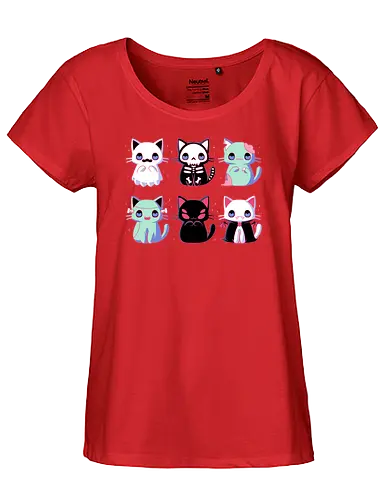 Halloween Cats - cat, katze, halloween, Spoopy, spooky, zombie, vampire - Fairtrade Girl Shirt