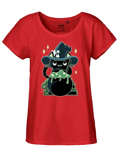 Witch Cat - cat, katze, hexe, witch, Spoopy, halloween - Fairtrade Girl Shirt