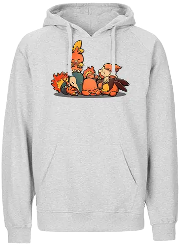Sleepy Fire - pocket, monster, fire, feuer, starter - Fairtrade Hoodie