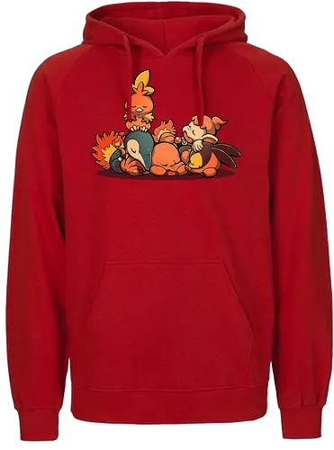 Sleepy Fire - pocket, monster, fire, feuer, starter - Fairtrade Hoodie