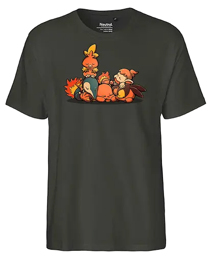 Sleepy Fire - pocket, monster, fire, feuer, starter - Fairtrade T-Shirt
