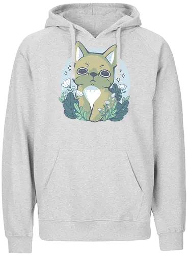 Bulldog and Flowers - dog, bulldog, cute, süß - Fairtrade Hoodie