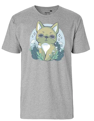 Bulldog and Flowers - dog, bulldog, cute, süß - Fairtrade T-Shirt