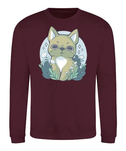 Bulldog and Flowers - dog, bulldog, cute, süß - Sweatshirt