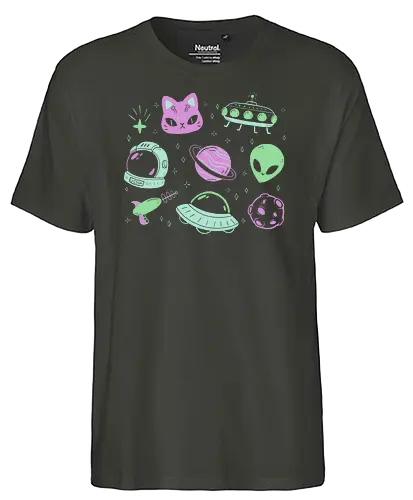 Pastel Alien - Pastel colors, cat, katze, alien, space - Fairtrade T-Shirt